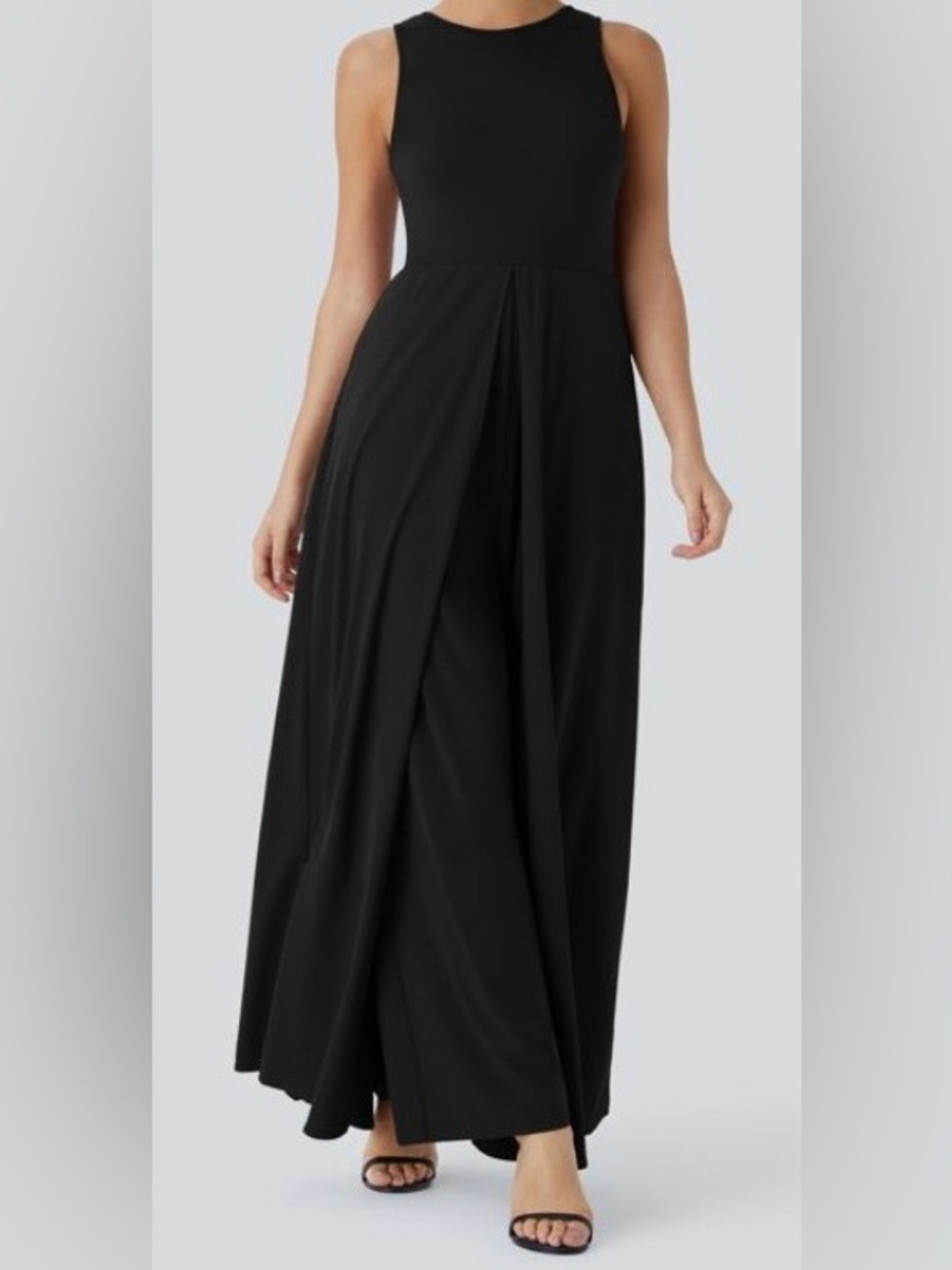 MEDIUM TALL.  HALARA ZIPPER SLEEVELESS OVERLAY WEDDING OR BRIDESMAID JUMPSUIT